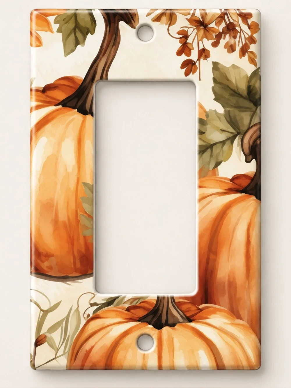 Handmade Watercolor Pumpkin Fall Rocker Light Switch Cover Plate